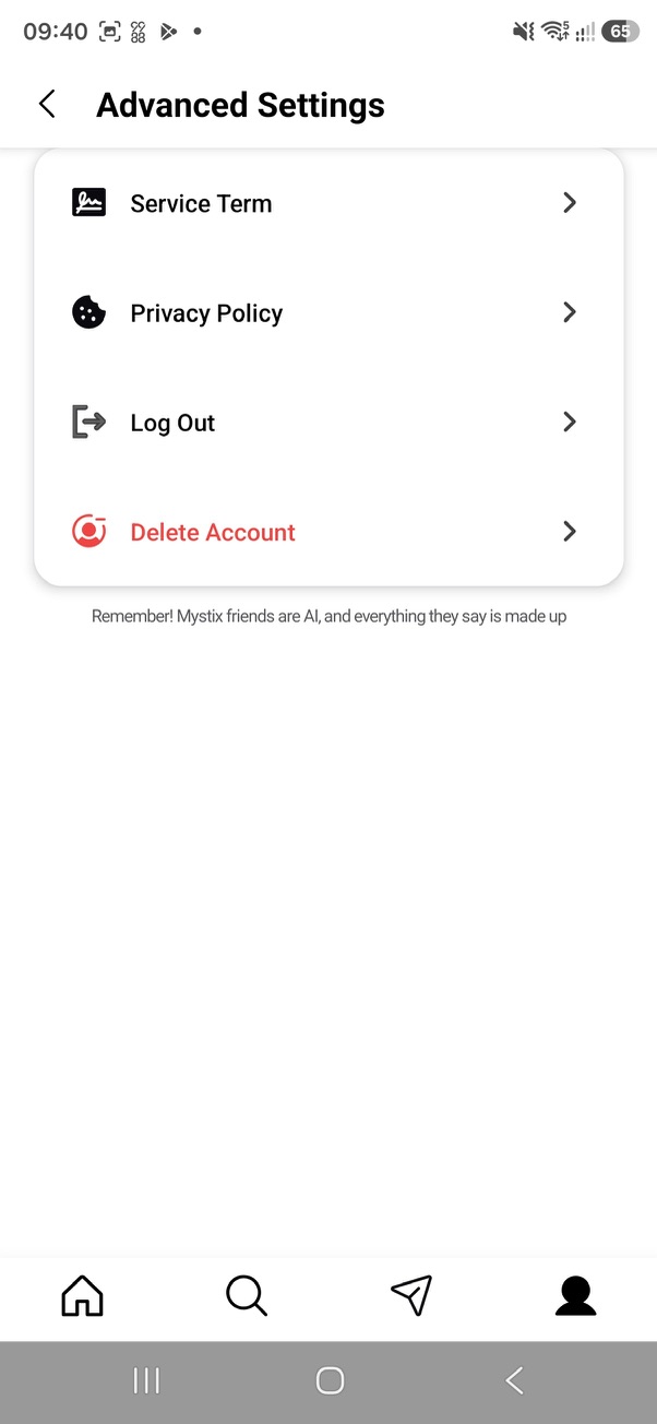 Mystix advanced account settings