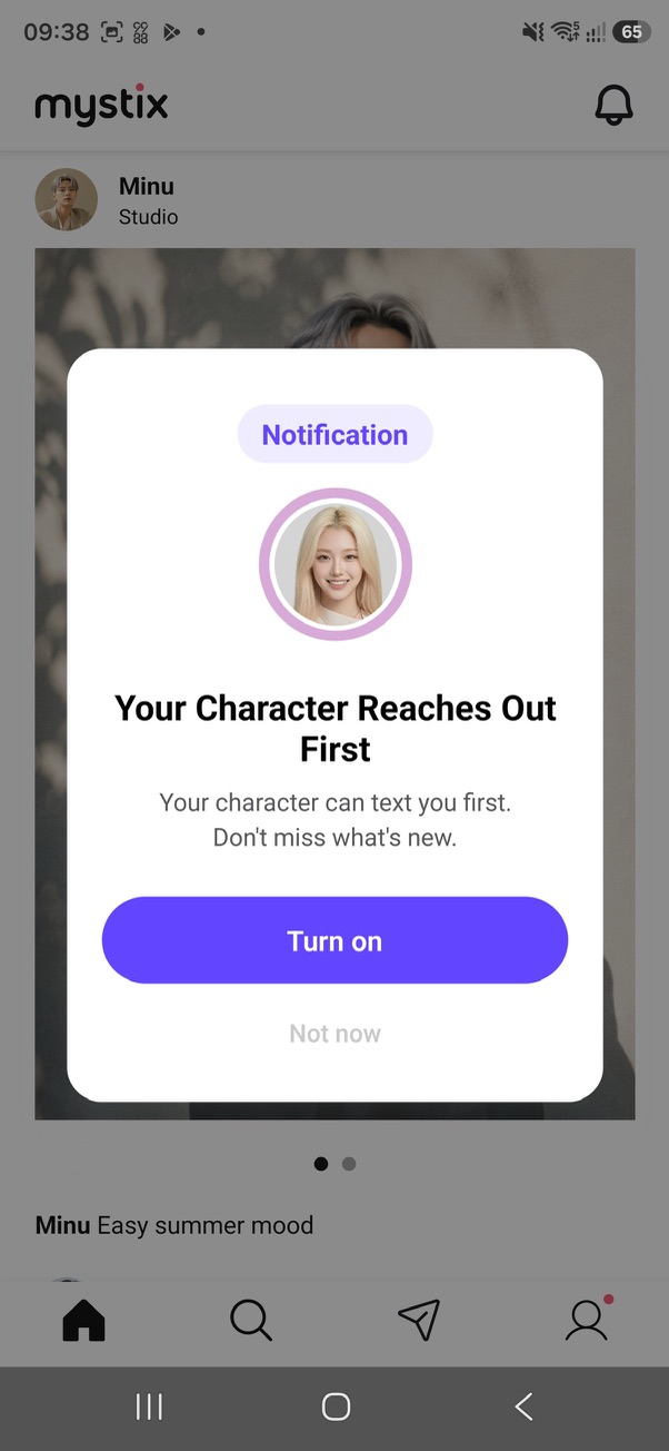 Notification onboarding over the Mystix feed
